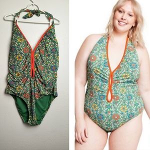 Rhode 1X, 2X,  🎯 One Piece Swimsuit Halter High Leg Chesky Zennia Floral